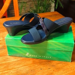 Italian Shoemakers Navy Blue Slides/Sandals